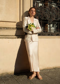 Luminous High-Waisted Champagne Skirt