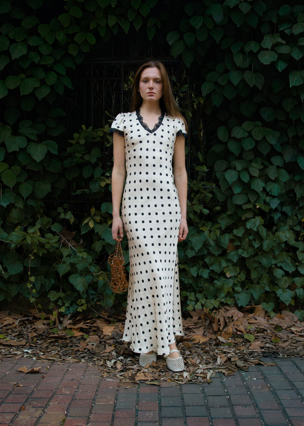 Vintage polka dot lace dress
